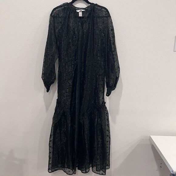 H&M HM Conscious Organza Kaftan DRESS Black BLOGGERS SOLD OUT STYLE Medium - Picture 4 of 11